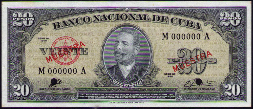 Cuba 20 pesos 1960 Muestra Cuba_112