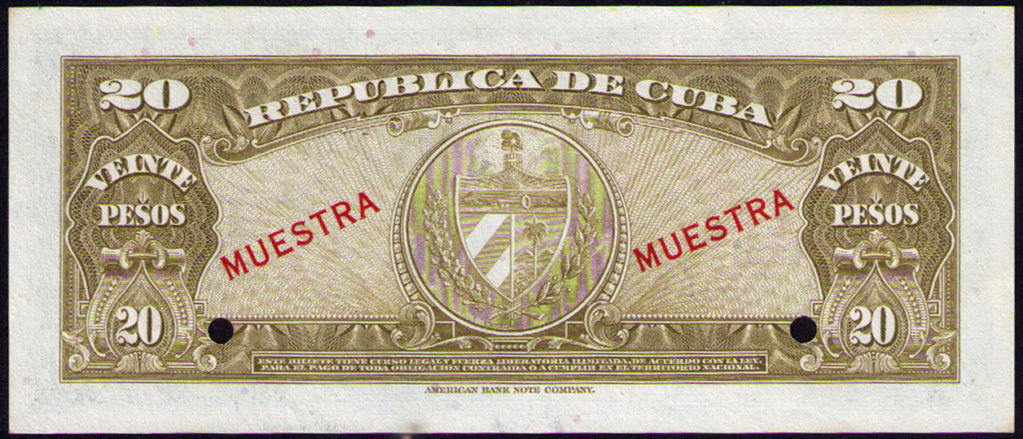 Cuba 20 pesos 1960 Muestra Cuba_114