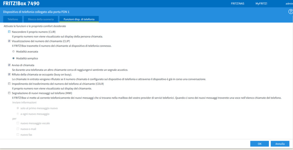 Problema elenco chiamate Fritzbox 7490 110