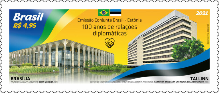 CENTENARIO DAS RELAÇÕES DIPLOMATICAS BRASIL - ESTÔNIA - 2021 Selo_b10