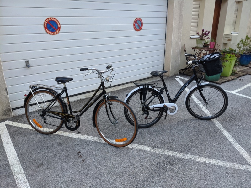 Siège bébé, panier et vieux vélos. Pxl_2147