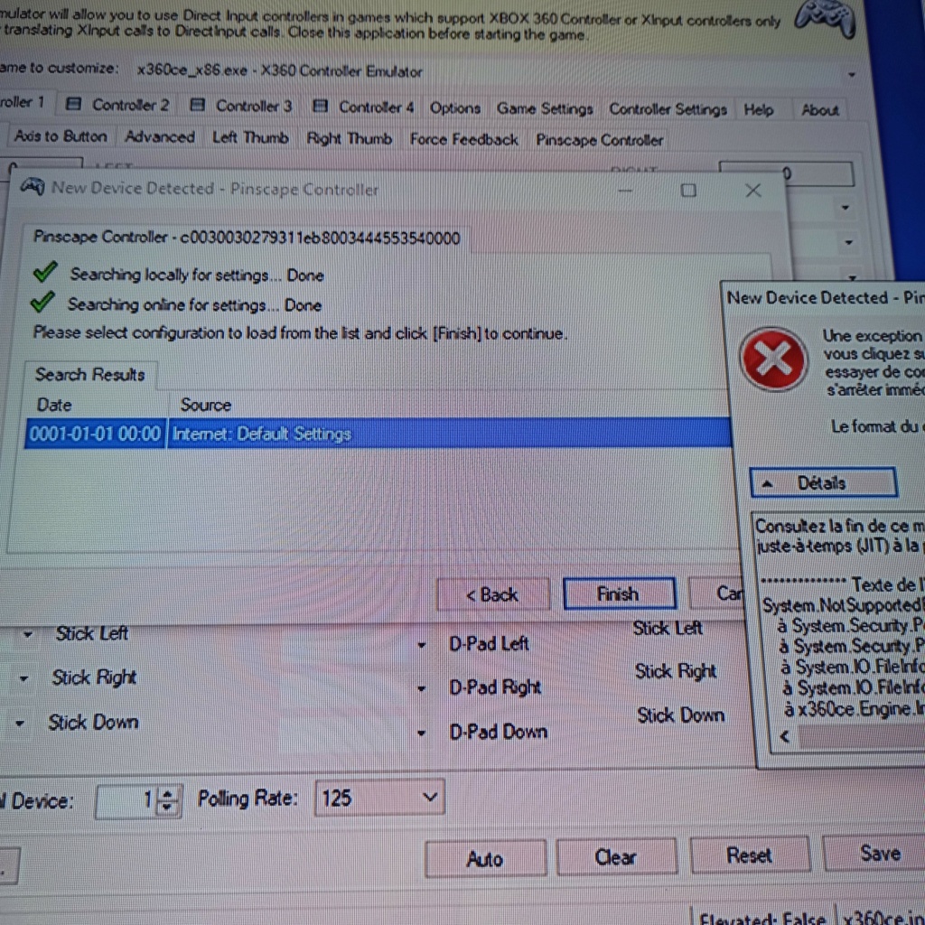 [RÉSOLU] X360ce Message erreur al'installation 16602411
