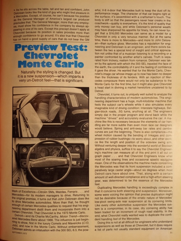 MOTOR TREND CAR OF THE YEAR-------1973 MONTE CARLO Cnd_se11