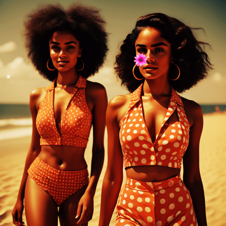 Feminine and beautiful mixed-race women in full bathing suit smiling on the beach Mix_ra11