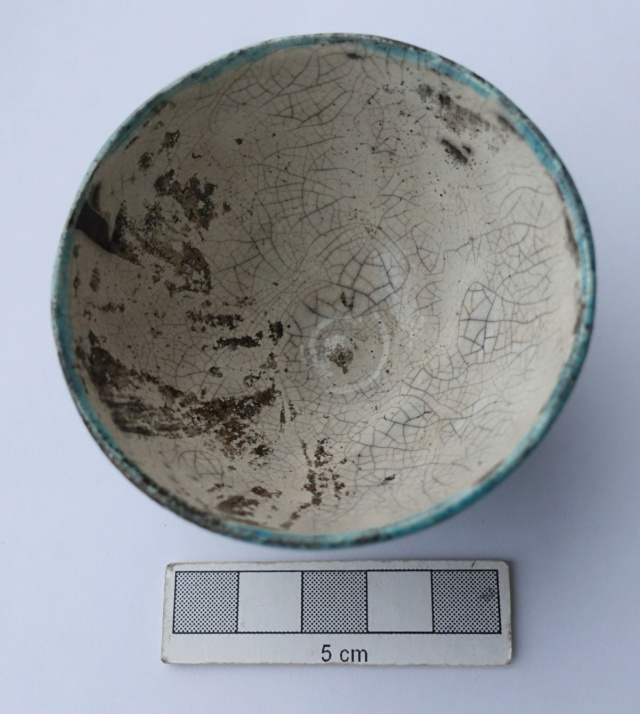 Delicate wee raku bowl, with celtic-style design Celtic12
