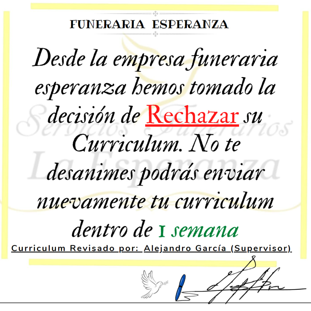 Curriculum a Funeraria Esperanza. Alejan24