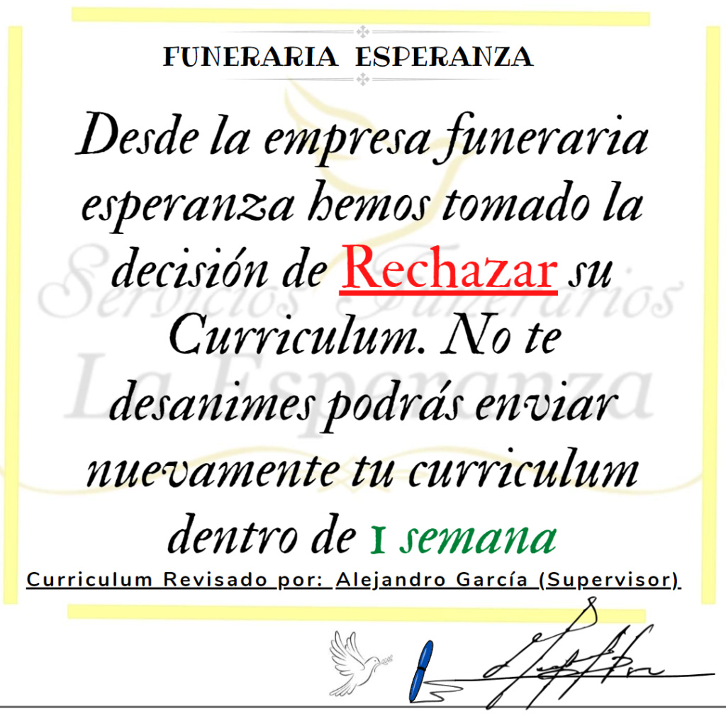 (Curriculum Vitae) Funeraria. Alejan24