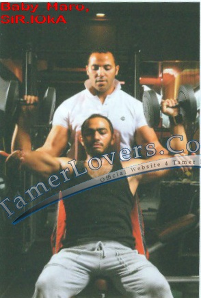 Tamer Hosny'' The Superstar builds up ;;;;;;;; The GYM session Seated11