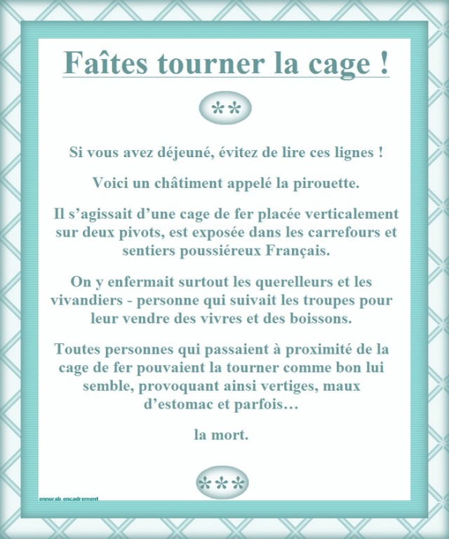 FAIRE TOURNER LA CAGE - SUPPLICES -  CHEMISE D'IVROGNE ET LA PIROUETTE 0000011