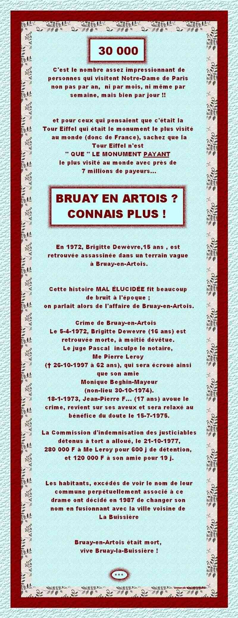 30 000 VISITES A NOTRE DAME PAR AN -- UN CRIME A BRUAY-EN-ARTOIS 1a91