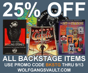 25% off all items in the Backstage section of Wolfgang's Vault Bkstg-10