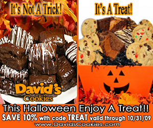 [Halloween] SAVE 10% on all gifts Through October 31st when you use code: TREAT at David's Cookies Hw300x10