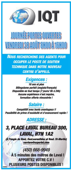 Offre 25/8/2009 : Nouveau centre d'appel IQT Iqt10