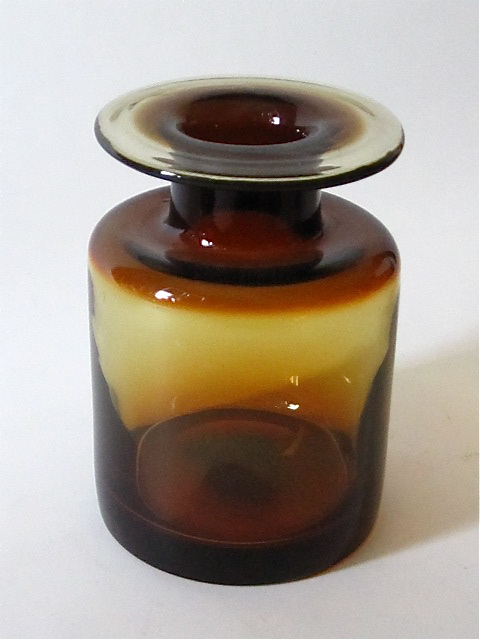 Hand Blown Stout Amber Vase With Flared Mouth Img_0420