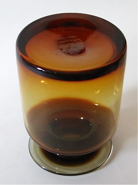 Hand Blown Stout Amber Vase With Flared Mouth Img_0421