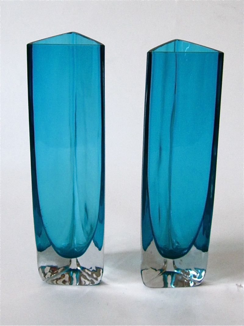 Tall Cased Teal Blue Triangular Vases (ID= Gunnar Ander for Lindshammar) Img_0715