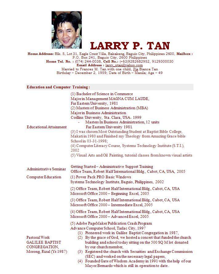MY PERSONAL INFORMATION AND CREDENTIALS Resume13