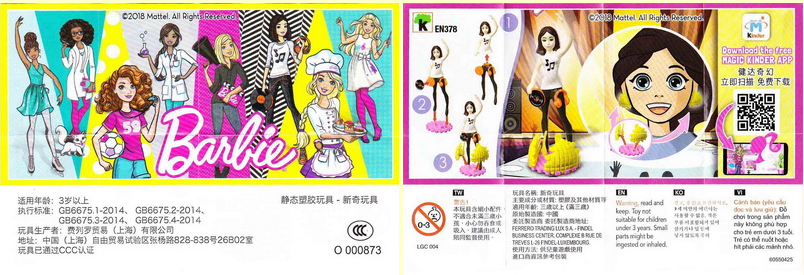 EN378 - EN430A Barbie Traumberufe (Deutschland, Neutral, Indien, Hongkong, China), (2021 Mexiko) (2022 USA) (D.Biete, Suche Ausland) 2215