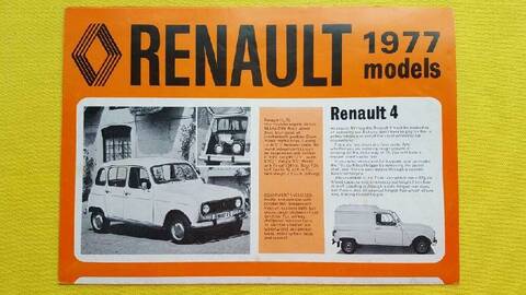 R.52  RENAULT dépliant teintier des modéles 1976 R.4 R.5 R.6 R.15-17 R.16 R.30 