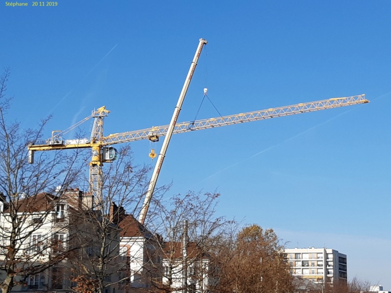 Montage d'une grue à flèche treillis à Troyes 20191126