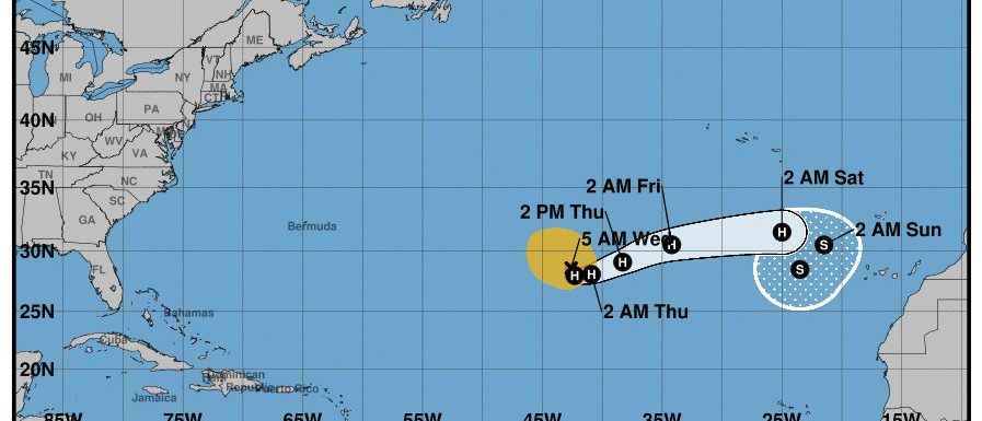 Winter 2018-19 weather: current models show “Hurricane Leslie” at its closest to us this coming Sunday but still skirting us to the west Leslie10