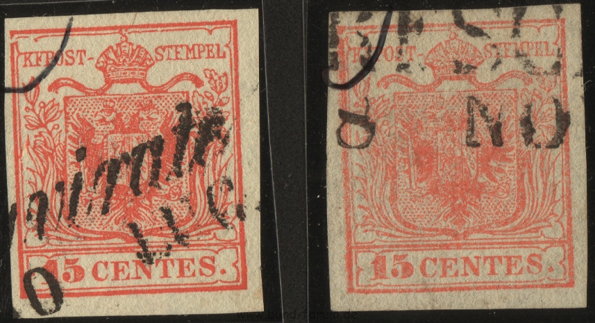 Briefmarken - Lombardei - Venetien 1850 - 1858 - Seite 6 Platte10