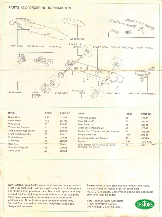 Testors Indy 500 tether race car manual Indy410