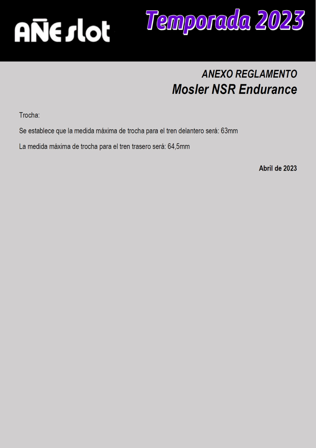 Temporada 2023 // Reglamento Mosler NSR -ANEXO- Pagin238