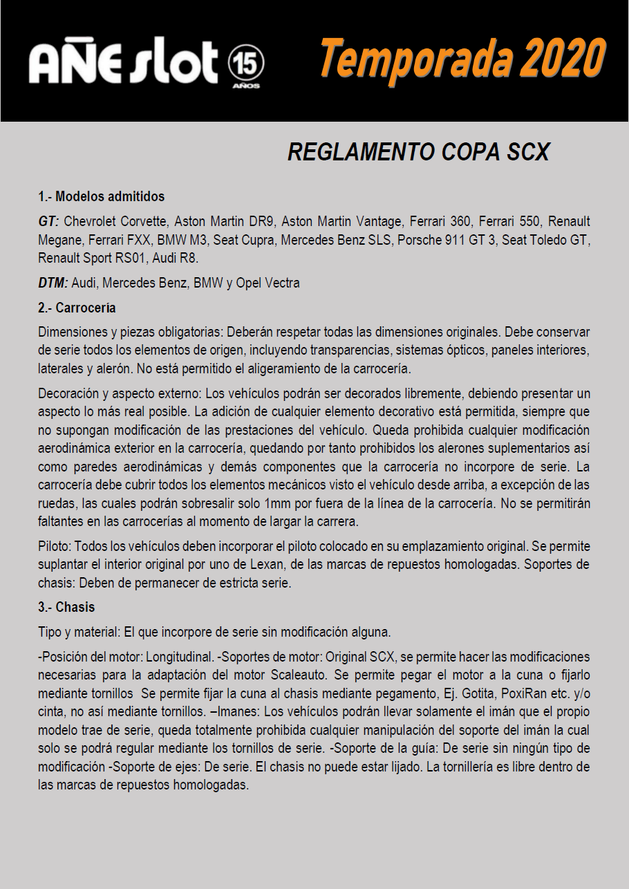Temporada 2020 // Reglamento COPA SCX Pagina90