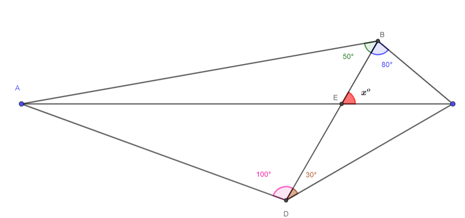 Calcular o ângulo X no quadrilátero abaixo Teste010