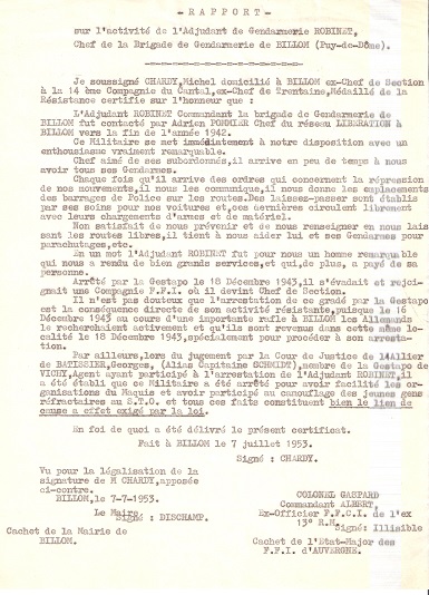 ROBINET André gendarme à BILLOM en 1943 Robine27