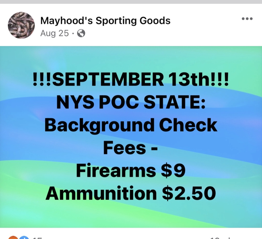 NYS Law Changes for Ammo & Gun Purchases with Checks and Fees starting 9/13/2023 Nys_se10