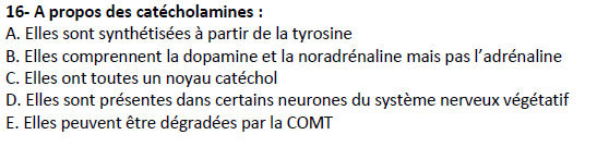 Spé Med - QCM 16 - Catécholamines  Captur13