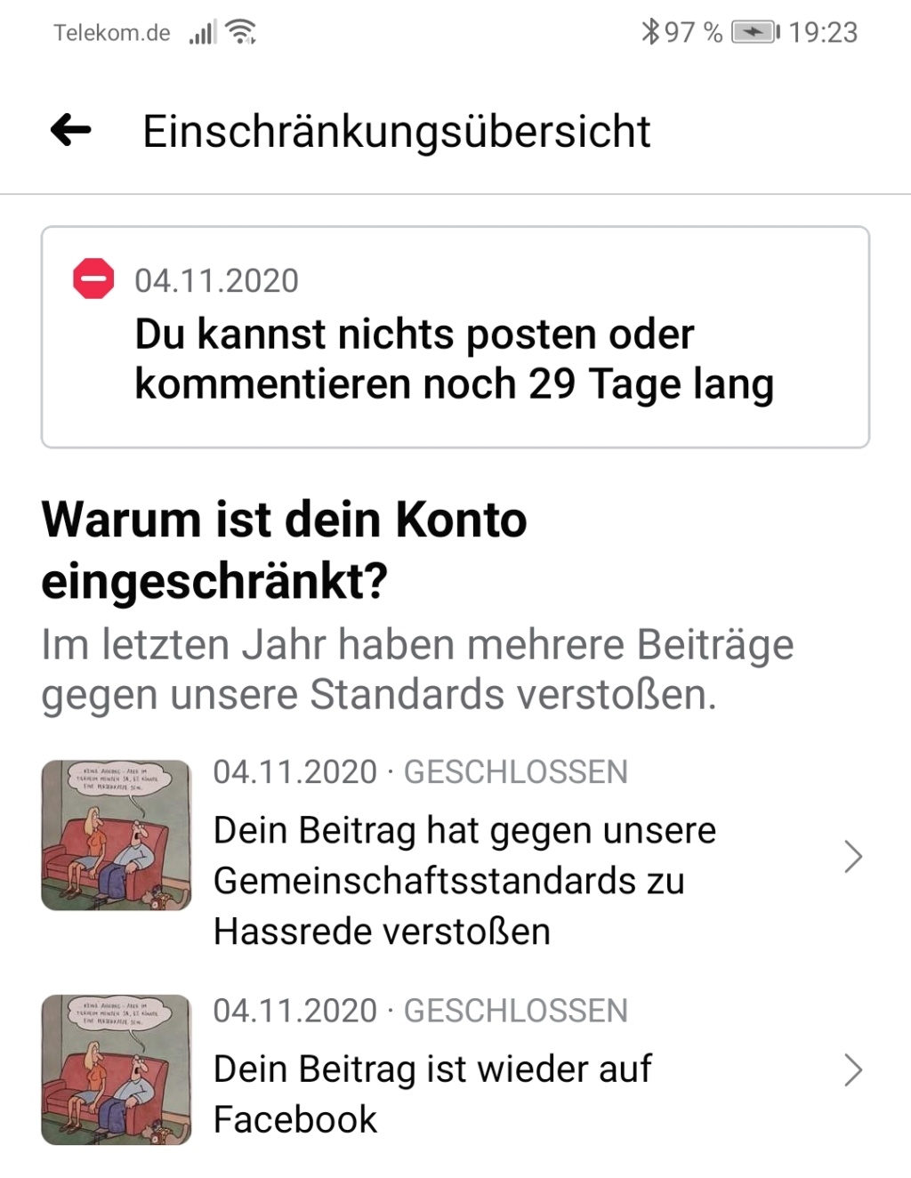 Willkür ist bei Facebook schon zur Normalität geworden.  Screen15