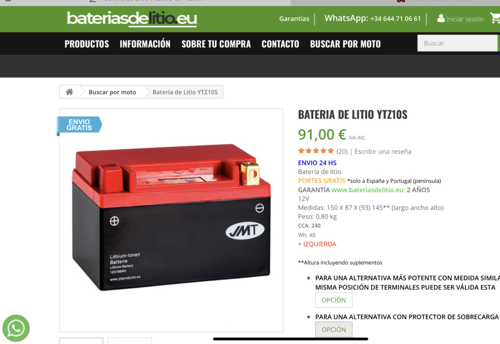 Batería, situación de los polos. Fef53610