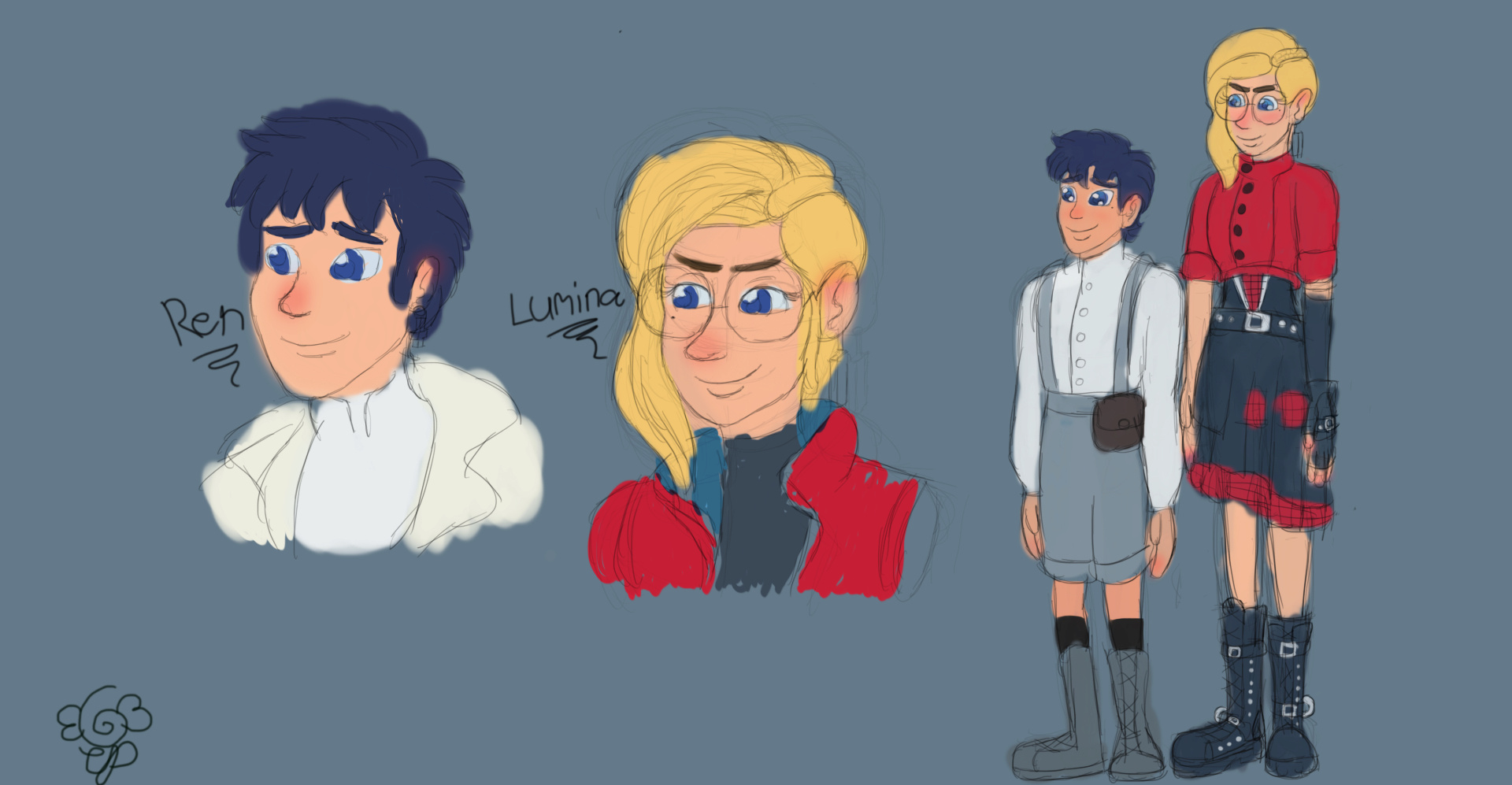 My take on Vash's and Meryl's children, Fan kids basically. Their names are Ren and Lumina