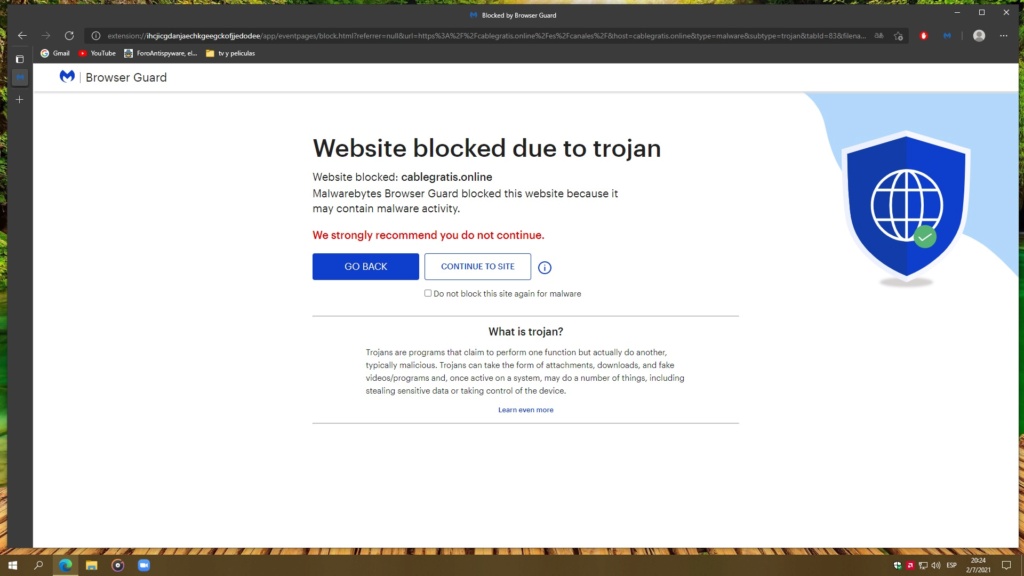 Chequeo url Malwarebytes Browser Guard (Solucionado) Cable10