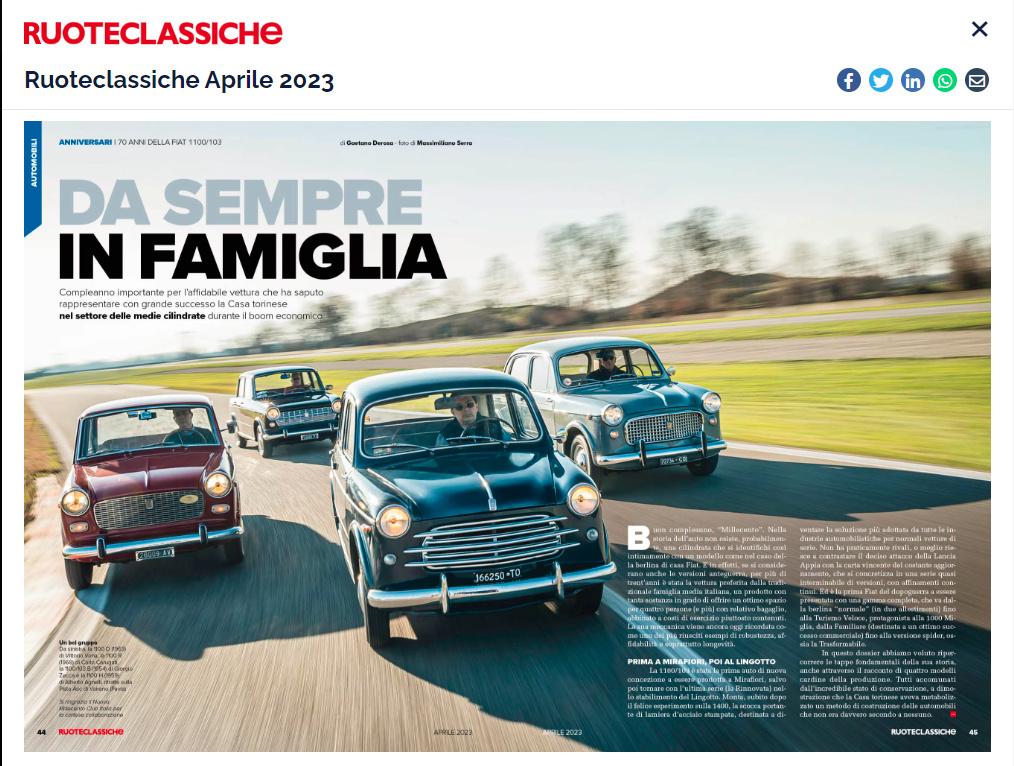 Il Nuova Millecento Club Italia sulla rivista "Ruoteclassiche"  Screen11