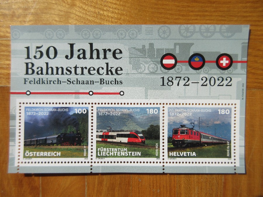 block - Österr. NEU: 150 Jahre Bahnstrecke Feldkirch–Schaan–Buchs X10