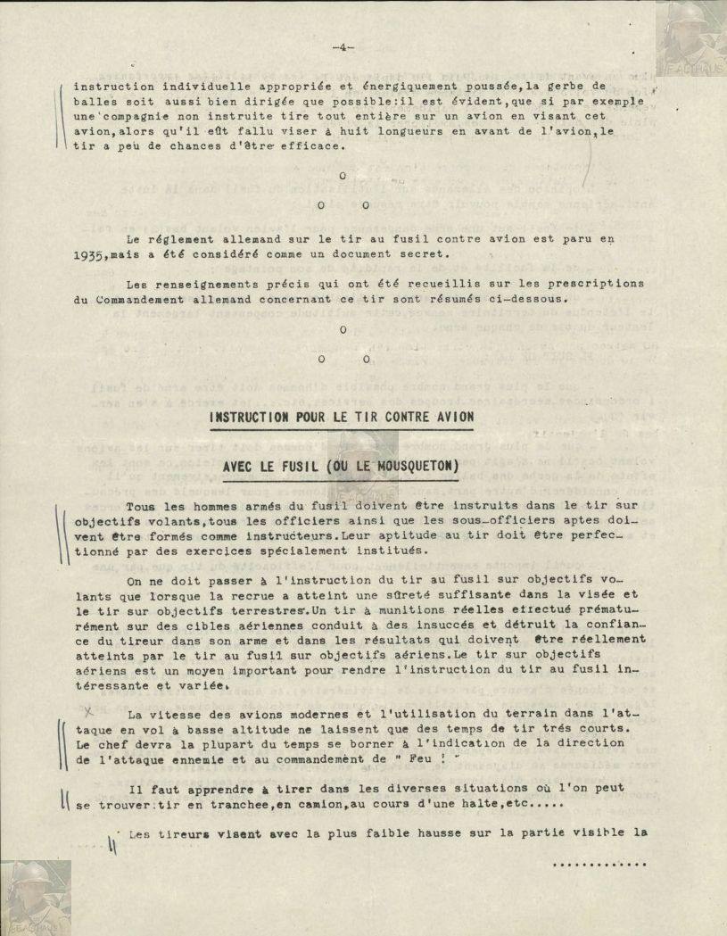 tir contre avions avec armes de petit calibre, plus précisement fusil et mousqueton Instru21