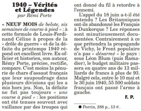 1940 Vérités et légendes, Perrin 2020, Rémy Porte. Ob_6a510