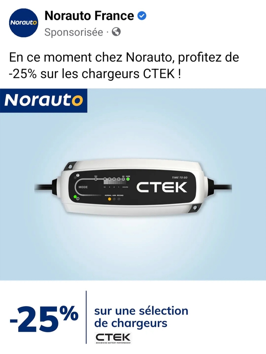 Promo chargeur ctek Norauto Screen31