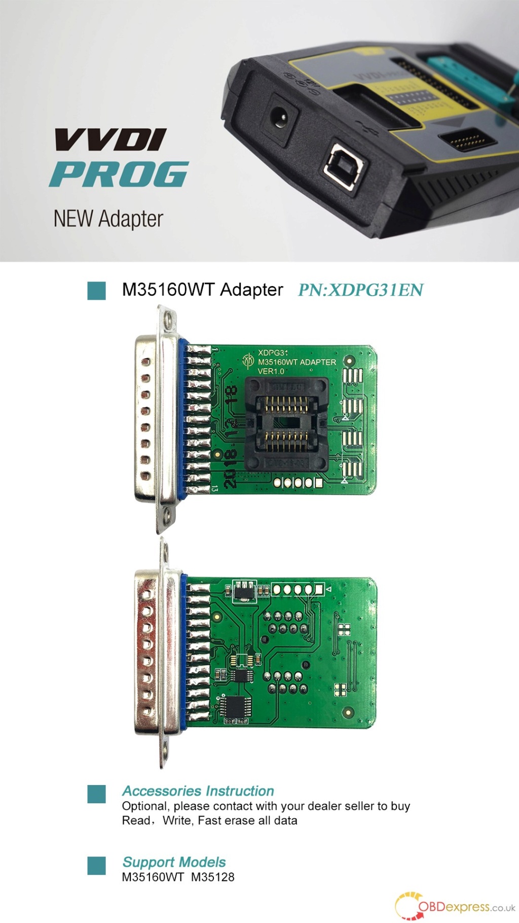 VVDI Prog read write M35160WT M35128 possible with new adapter Vvdi-p10