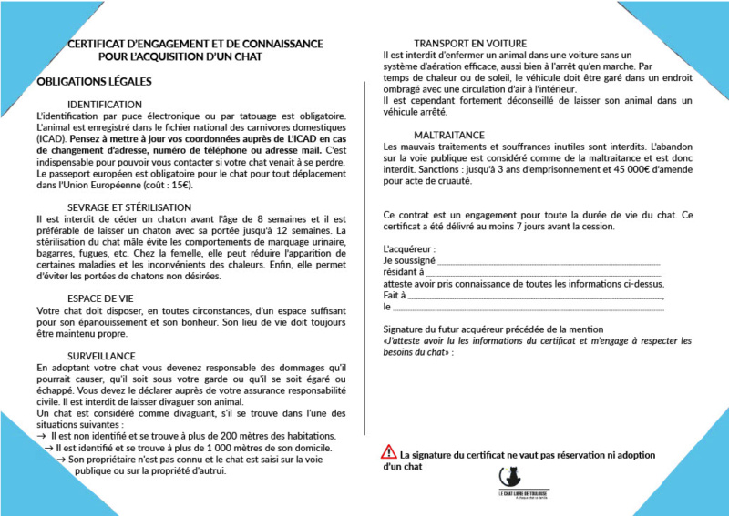 CERTIFICAT D'ENGAGEMENT ET DE CONNAISSANCE POUR L'ACQUISITION D'UN CHAT Certif17