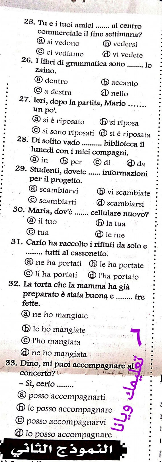 15 ورقة مراجعة هامة لغة إيطالية للثانوية العامة 2022 29083510
