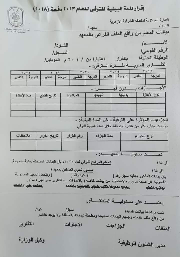 الإعلان عن بدء إجراءات ترقيات معلمي الأزهر دفعة 2018 و التربية و التعليم لاحقًا 32847210
