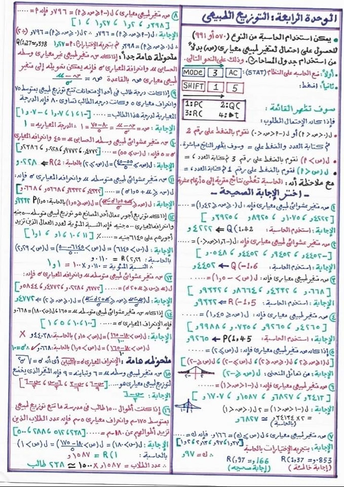 إحصاء كاملة الثانوية العامة 4 ورقات بس            35346510