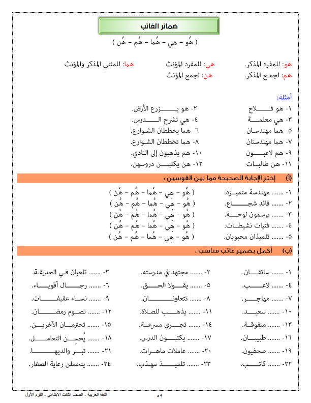 مذكرة  القواعد النحوية و الأساليب  للصف الثالث الإبتدائي ترم أول 2024  أستاذ  / مصطفى كيلاني Aao_aa19