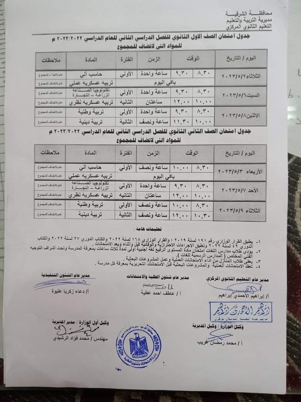 جدول مجمع كل فرق محافظة الشرقية أخر العام 2023   Eia__a14