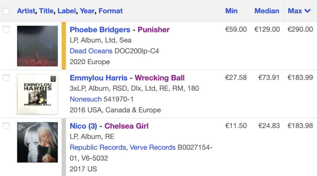 Tus tres discos más cotizados , según Discogs. Bildsc11